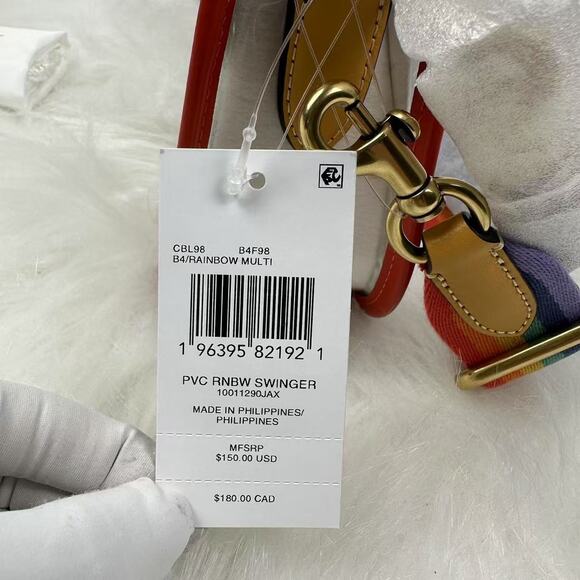 Coach Stadium Swinger Bag Shoulder/Crossbody In Clear PVC & Leather/Rainbow NWT - Picture 7 of 11